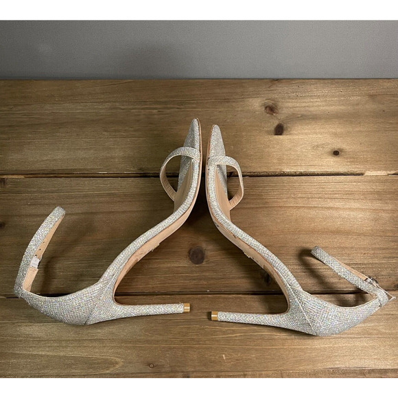 Stuart Weitzman Women's Nudistcurve Heeled Sandal Size 6.5 Crystal Silver 100 mm - Picture 10 of 16